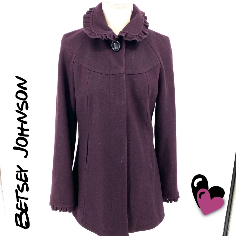 Betsey Johnson Long Sleeve Plum Pea Coat